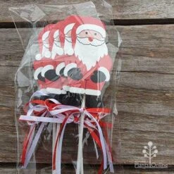Wooden Santa Picks - Pack Of 4 -Outdoor Garden Store santa pick closeup